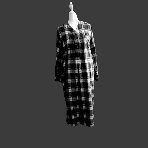 Wynbrier Night Shirt Sleep Gown Unisex 100% Cotton Plaid M 1/4 button Portugal . - Picture 2 of 16